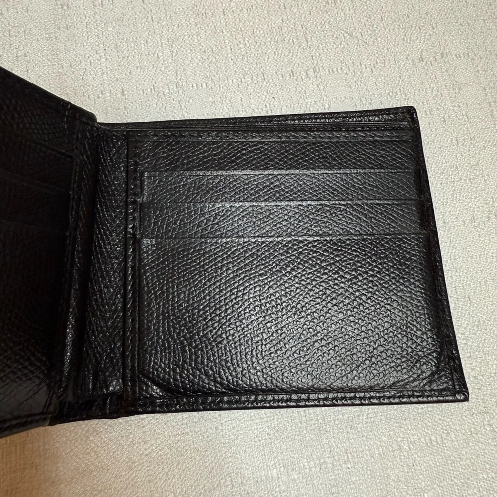 Celine Black Leather wallet with Gold tone logo